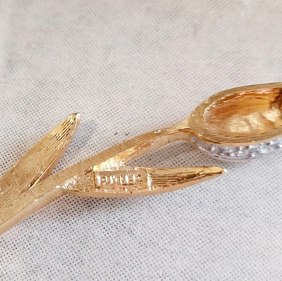 Batler Gold & Silver Leaf Brooch Butler - Picture 10 of 13